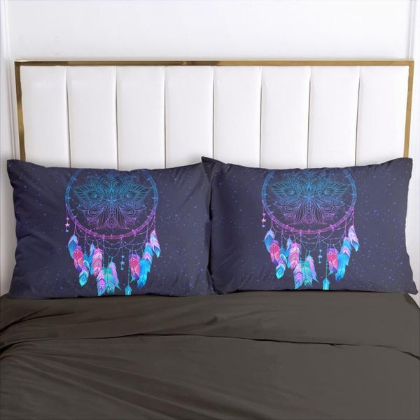 

pillow case 2 pcs pillowcase 45x45/70x70/80x80/50x75,3d hd custom,decorative cover bedding colorful feather dreamcatcher