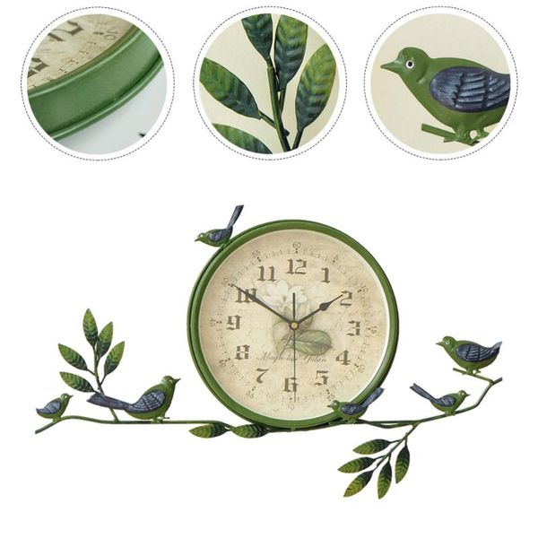

1pc iron art clock pendant decorative hanging simple wall decor (green) clocks