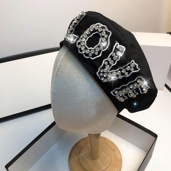 

berets original brand hat autumn winter women rhinestones fashion light luxury flat cap leisure travel shopping, Blue;gray