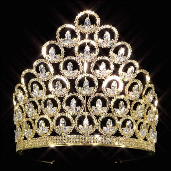

luxury tiaras and crowns zirconia princess pageant headband wedding hair accessories evening dress bridal jewelry clips & barrettes, Golden;silver