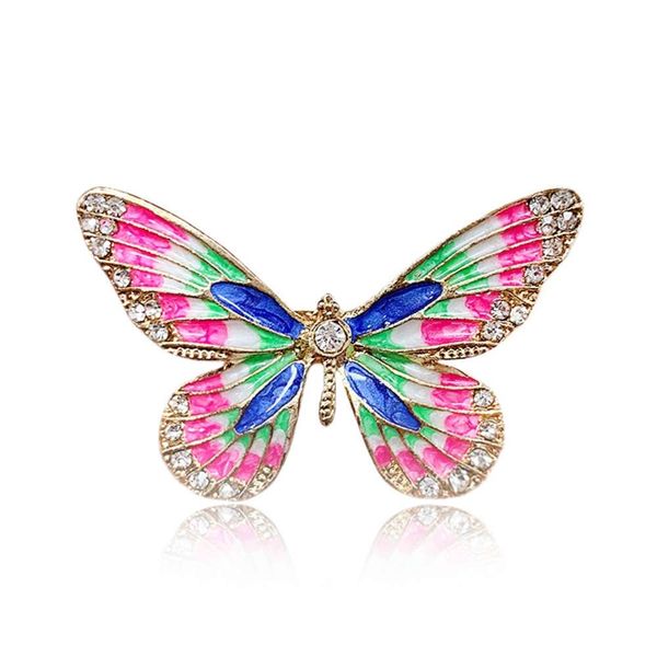 

new alloy inlaid diamond butterfly brooch oil dripping metal clothing versatile brooch water drill pin, Gray
