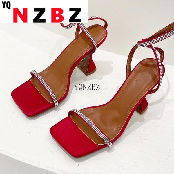 

sandals yqnzbz crystal women's open toe gladiator narrow band strap high heels summer women party shoes plus size 35-42, Black