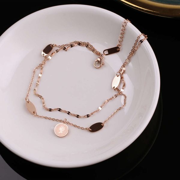 

titanium steel foot chain for women with simple personality, Red;blue