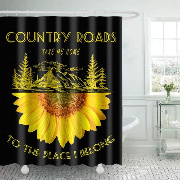 

sunflower shower curtain farmhouse flower bath curtains nature adventure mountain pine tree bathroom curtain with hooks black