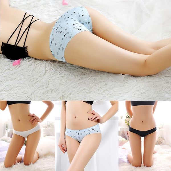 

women's panties ekelirirou underwear (100 cotton crotch) comfortable high-end one-piece edge pressing seamless, Black;pink