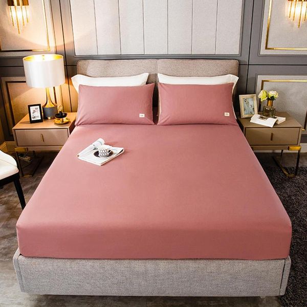 

sheets & sets bonenjoy 1 pc 100% pure cotton mattress cover double/queen/king sabanas de fitted sheet pink color bedding linen (no case)