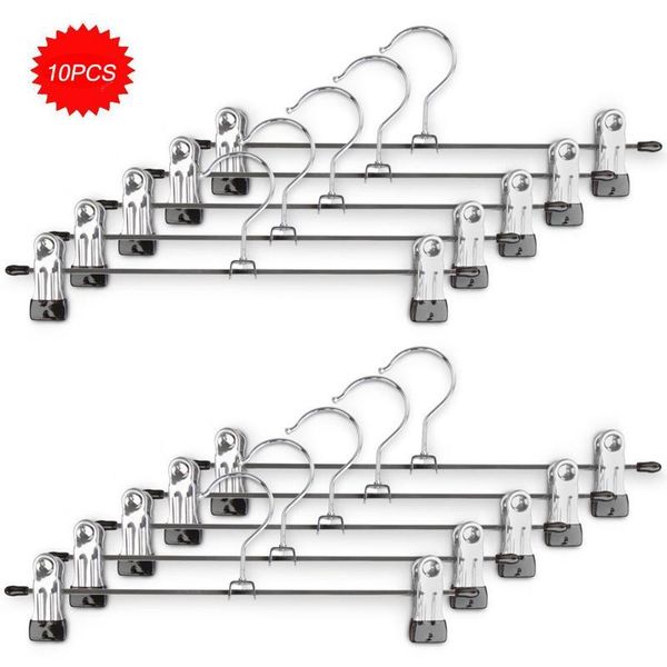 

hangers & racks 10pcs coat strong clothes hanger drying rack stainless steel trousers clip metal anti-slip clothespin bathroom tool