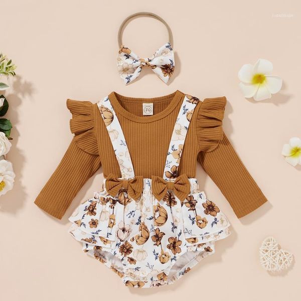 

clothing sets infant born baby girls clothes 3pcs set summer solid rullfe sleeve flower shorts headband toddler outfits d301, White
