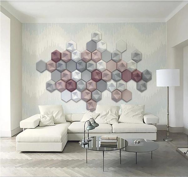 

wallpapers xue su large custom home decoration wallpaper mural nordic mosaic 3d stereo creative tv background wall