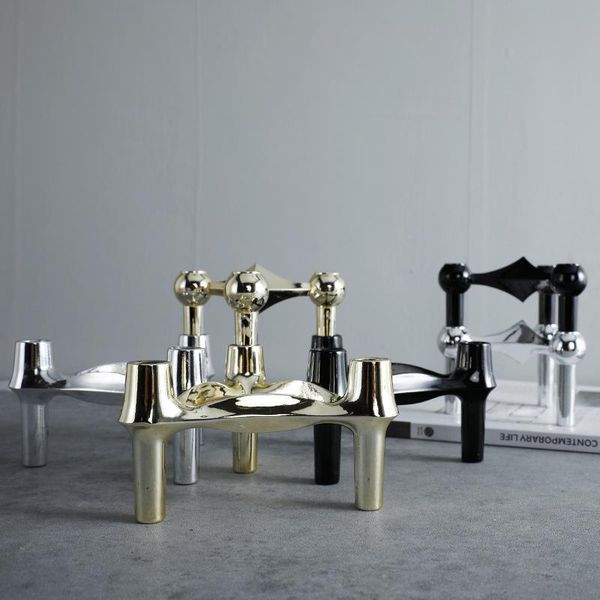 

simple and light luxury metal creative candlestick minimalist decoration living room tv cabinet dining table soft candle holders