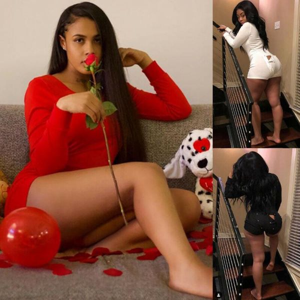 

women's jumpsuits & rompers women jumpsuit bodysuit ladies spring fall solid long sleeve leotard playsuit romper round neck button, Black;white