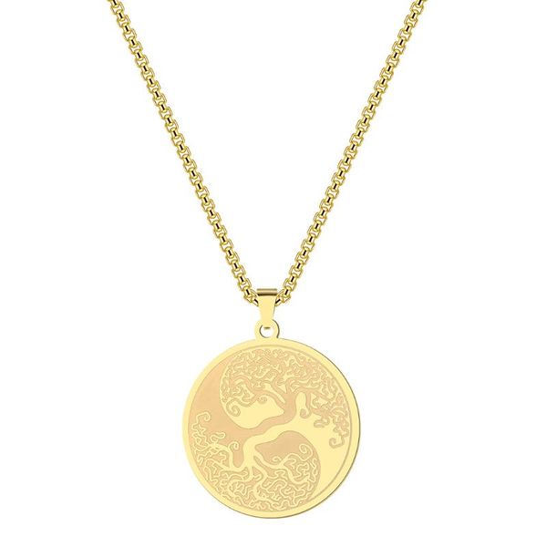 

pendant necklaces kinitial viking teldrassil ornament collier femme neckaces for women boho jewelry stainless steel geometric friend gift, Silver