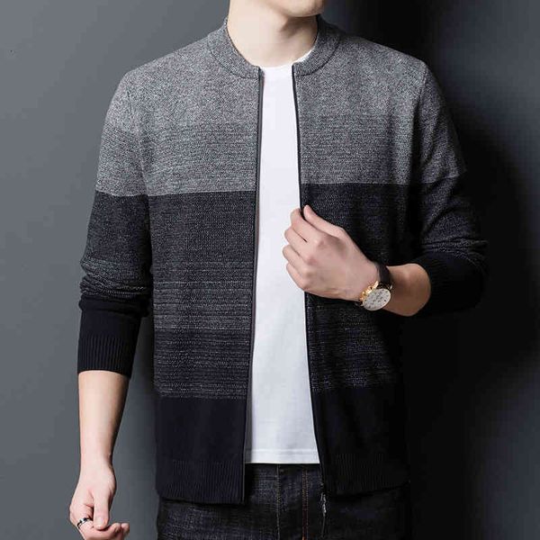 

men's jackets fall fashion brand mesh cardigan striped zipper knitted man's sweater casual men's jacket clothes, Black;brown