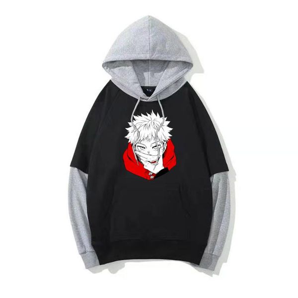 

men's hoodies & sweatshirts anime jujutsu kaisen style pullover loose, Black
