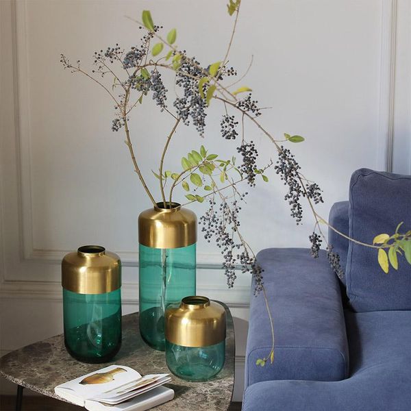 

vases modern handmade glass vase with copper ornaments living room decoration flower arrangement decorative crafts dried flowers