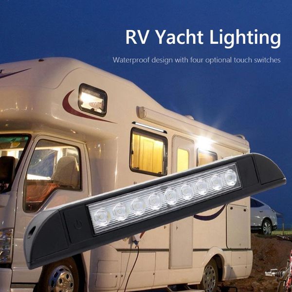 

car headlights black + white 256*35*28mm/10.1*1.38*1.10" refit led rv yacht ceiling light touch switch caravan camper exterior awning l