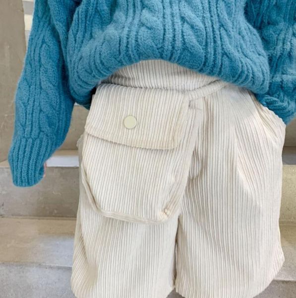 

shorts 2021 arrival girls boys corduroy with bag winter fashion cotton kids 1-7 years qa430, Black