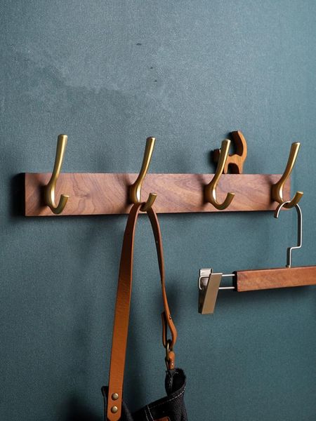 

hooks & rails black walnut coat solid wood nail wall/door nordic style hangers multi-use for hats/umbrella