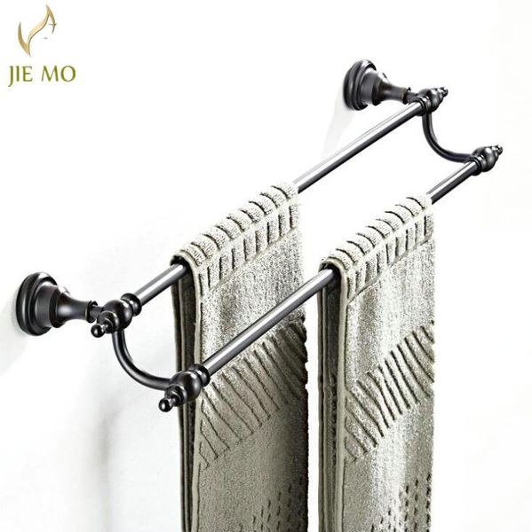 

towel racks black double bars brass holder rack solid material bathroom accessories bath hardware