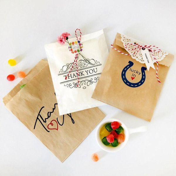 

25pcs kraft paper bags thank you gift bag treat candy guests packing pouch for wedding birthday party favors supplies wrap