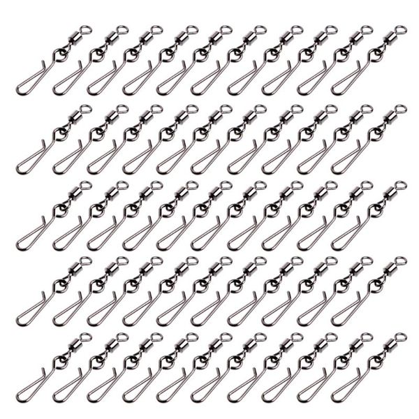 

50pcs rolling swivels interlock snap size 10 8 6 4 2 connector terminal tackle r58b fishing hooks