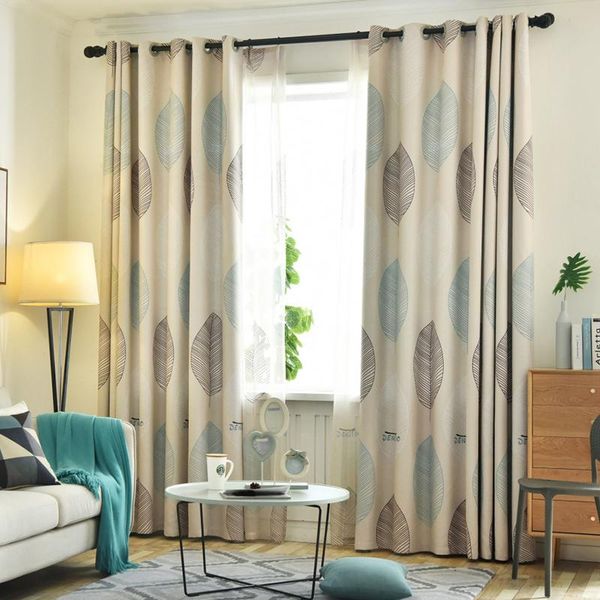 

nordic style curtains fabric backout shading curtain for bedroom living room green phoenix leaf window screen sheer tulle drapes &