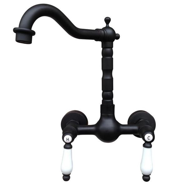 

bathroom sink faucets black oil rubbed brass kitchen basin faucet mixer tap swivel spout wall mounted dual ceramic handles mnf523