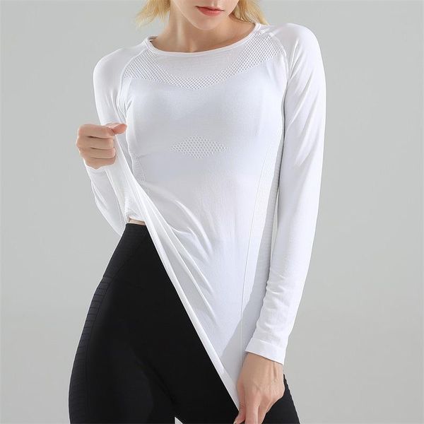 

yoga outfit women's seamless long sleeve shirts sport t-shirt gym fitness sportswear high elasticity running workout shirt