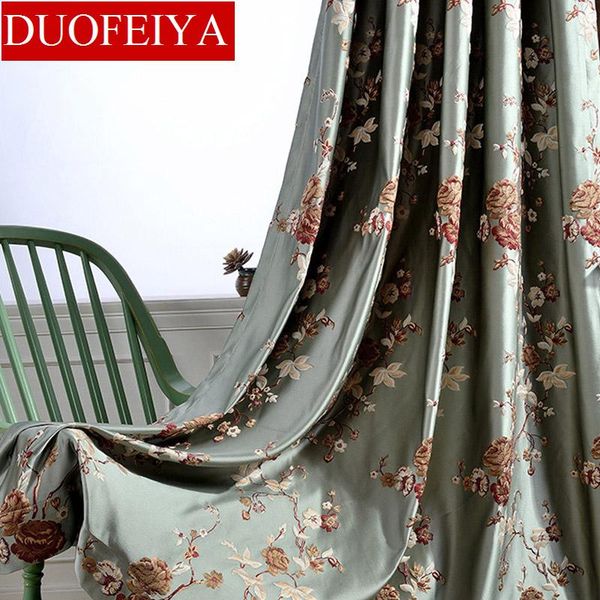 

chinese luxury blackout curtains for living room bedroom embroidered drapes green window floral kitchen fabric custom size panel curtain &