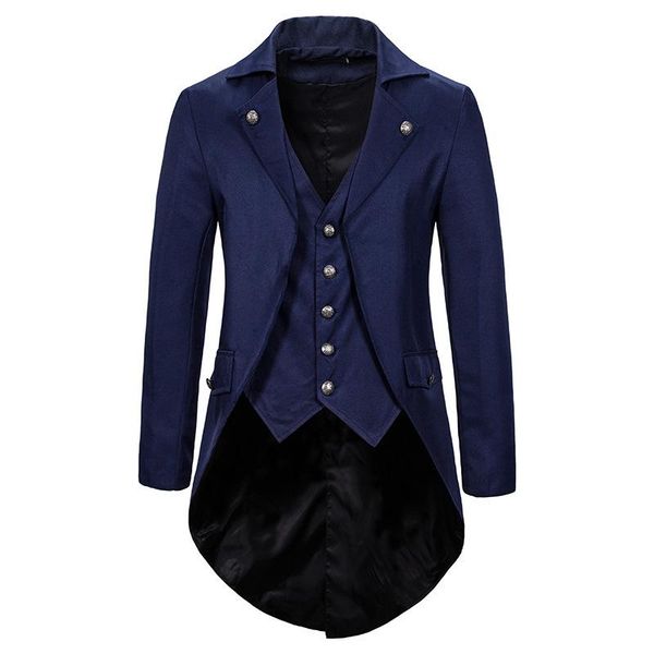 

men's suits & blazers mens navy vintage tailcoat jacket steampunk formal medieval gothic victorian coat costume party cosplay prom suit, White;black