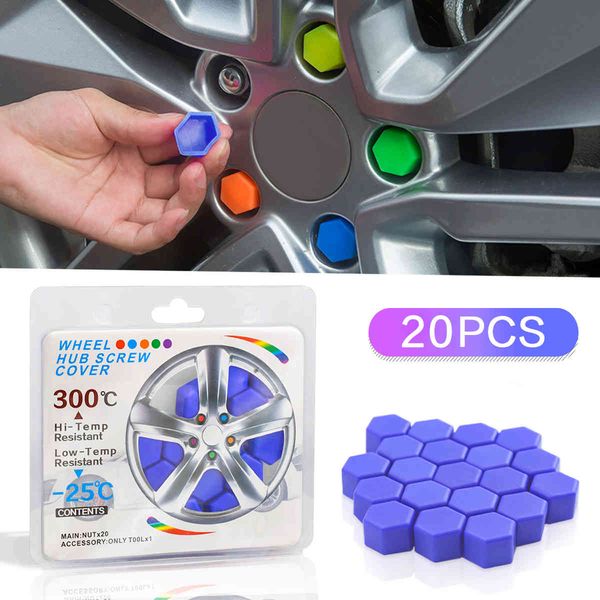 20x Coperchi di protezione per dadi ruota antiruggine per auto 19mm Coprivite per mozzo automatico Bullone per pneumatici Decorazione esterna Silicone