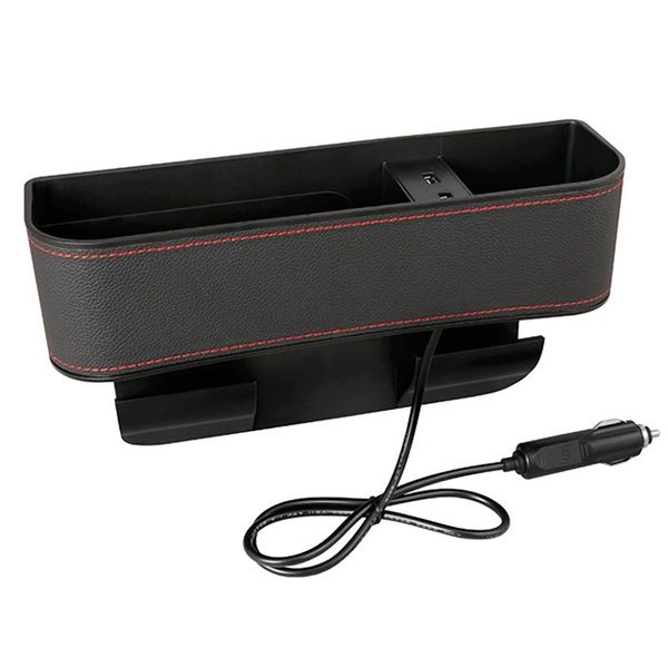 

car organizer -car seat space slit box cups holder storage dual usb for