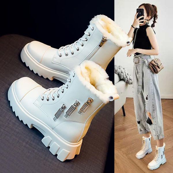 

dress shoes snow boots women's autumn and winter 2021 versatile warm anti slip plush thickened cotton short, Black