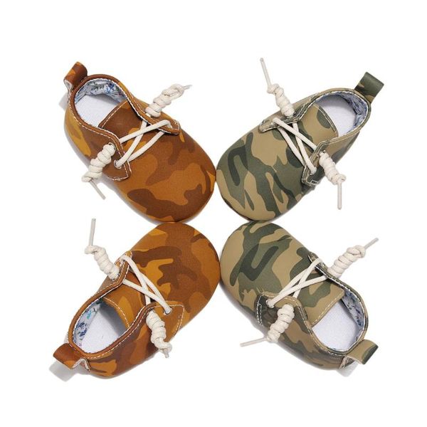 

first walkers baby shoes pu leather for girls boys moccasins camouflage sneaker anti-slip hard sole lace-up 0-18m