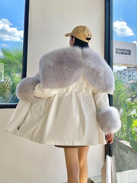 

women's fur & faux gao ding pie overcomes collar coat korean version loose winter angel wing, Black