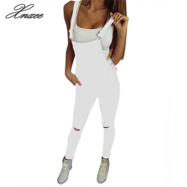 

women's jeans women lady slim denim long pants overalls straps jumpsuit rompers trousers xnxee, Blue