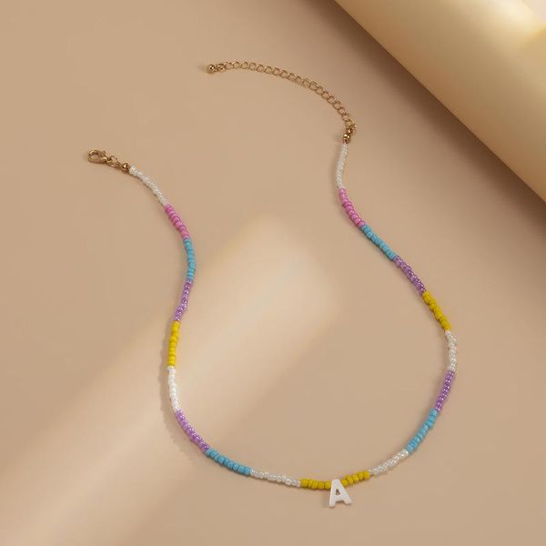 

chokers lovoacc romantic colourful irregular thin beaded necklace for women ladies white color shell letters pendant jewelry, Golden;silver
