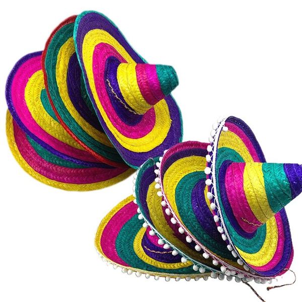 

wide brim hats carnival sombrero men women party sun natural straw mexican hat panama bucket adjustable retro caps, Blue;gray