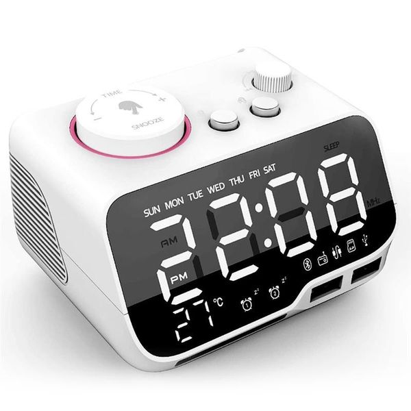 Tragbare Lautsprecher Digital Wecker Lautsprecher Dual FM Radio Spiegel LED Display Nacht Bluetooth-Kompatibel Sleep Timer Für Schlafzimmer