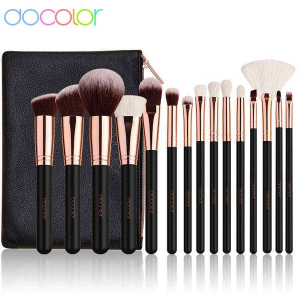 Andere Gesundheitsschönheitsartikel Docolor Roségold-Make-up-Pinsel-Set, 15-teilig, professionelles natürliches Haar, Foundation, Puder, Kontur, Lidschatten, Make-up 220211