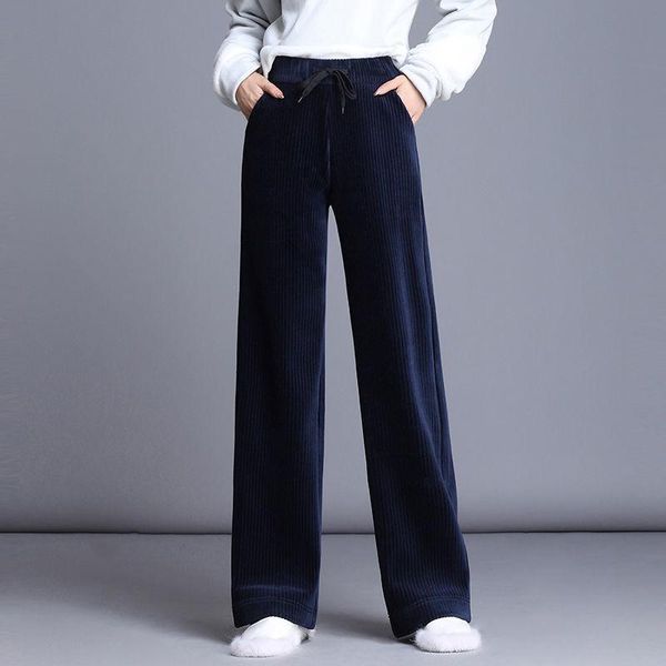 

women's pants & capris 2021 women fleece thick warm trousers winter clothes casual long corduroy loose ankle-length elegan harajuku, Black;white