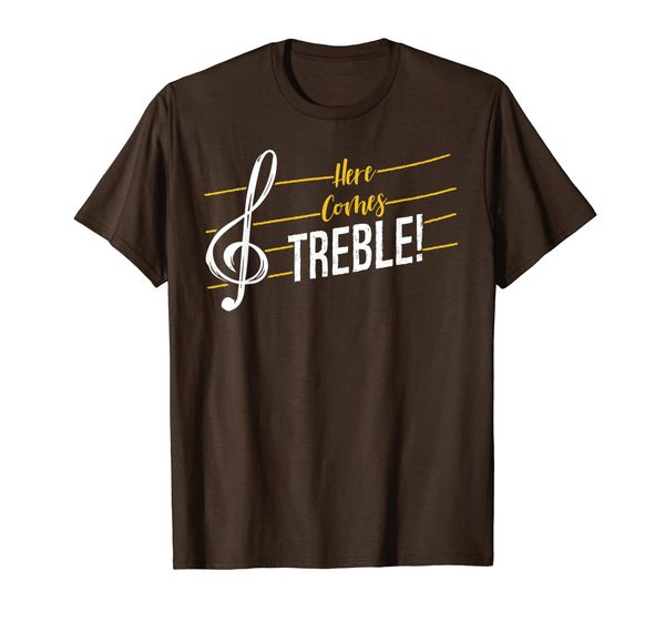 

here comes treble tshirt men and women music lovers tee t-shirt, White;black