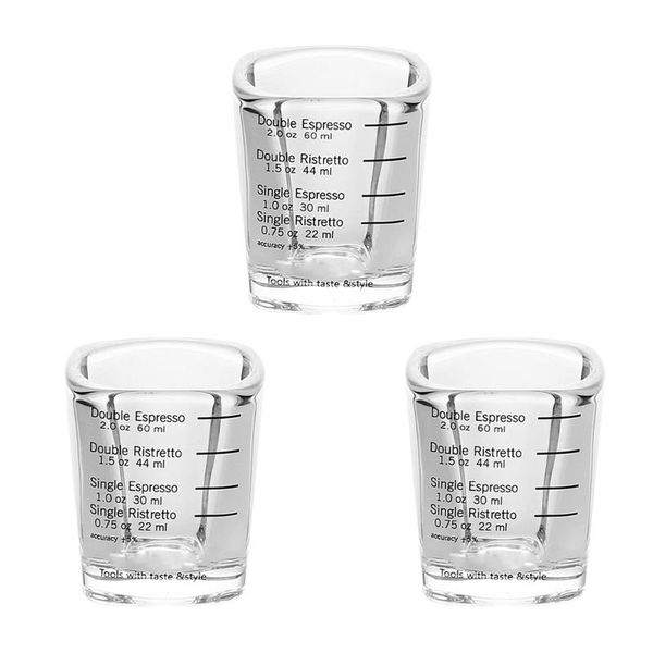 

set 3 pcs 60ml measure cups espresso practical glass baking (black) mugs