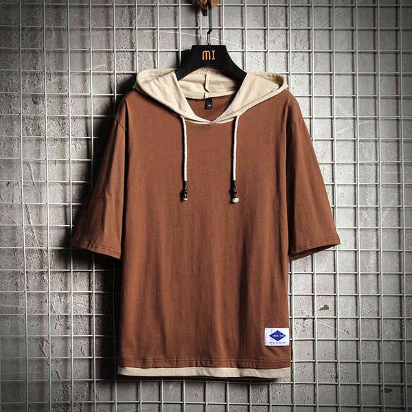 

summer of men t-shirts men's sleeve hoodie short hip shirts, White;black