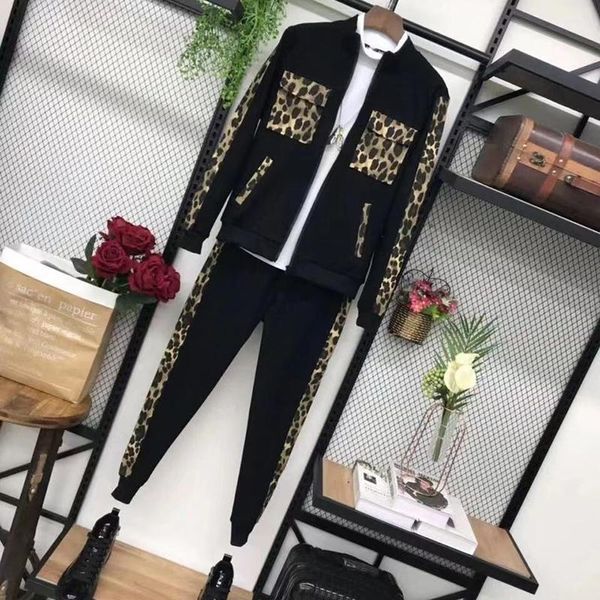 

spring men's fashion trend suit casual couple two-piece gym clothing, White;black