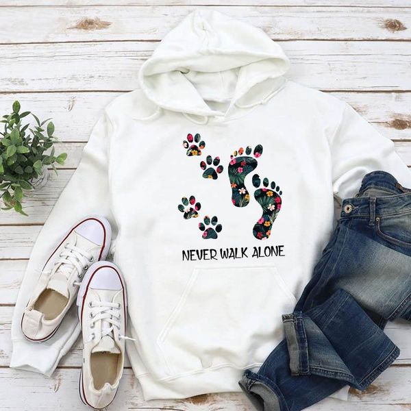 

women's hoodies & sweatshirts women print printing dog footprint 90s ladies fashion clothes autumn winter female pullovers sweatshirt h, Black