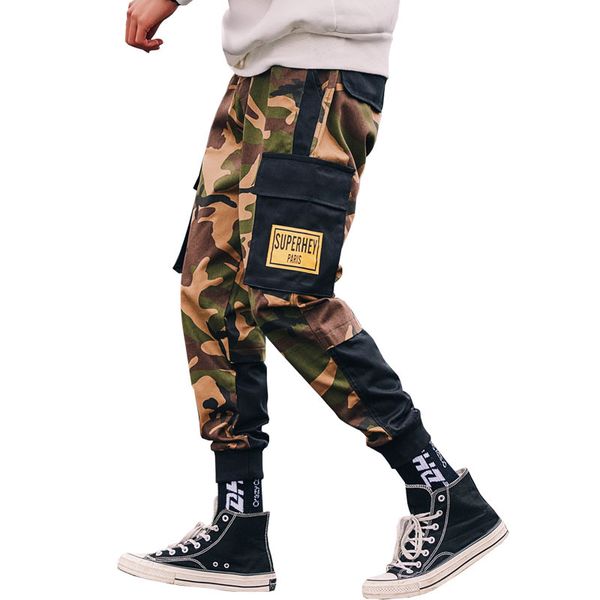 

pants cargo cotton camuflage men's trousers slim fit male pantalon hombre drop transport abz310, Black
