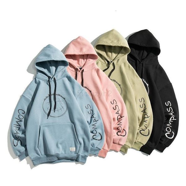 

new 2020 autumn couple casual loose sweater men and women all-match japanese hip-hop smiley face hooded top, Black