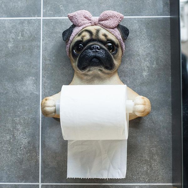 

cute cat and dog tissue holder toilet non perforated bathroom wall hanging creative roll paper holders