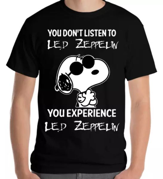 

r1 you don't listen to led zeppelin experience music rock band black t-shirt, White;black